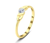 Gold Plated Spiral CZ Silver Ring NSR-2405-GP